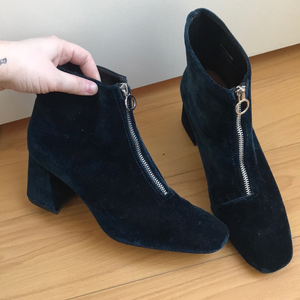 Blue Velvet Zip Boots